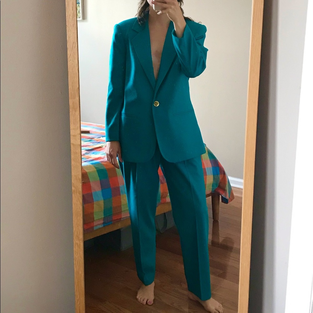 Teal Wool Sag Harbor Petite Suit